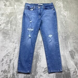 Levis Boyfriend Jeans Distressed‎ Ripped Blue Denim Casual Sz 30 Grunge Preppy